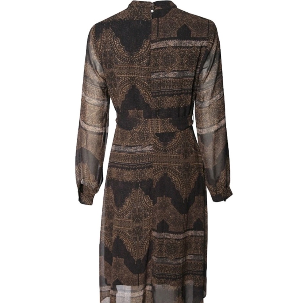Dex Black and Brown Long Sleeve Dress